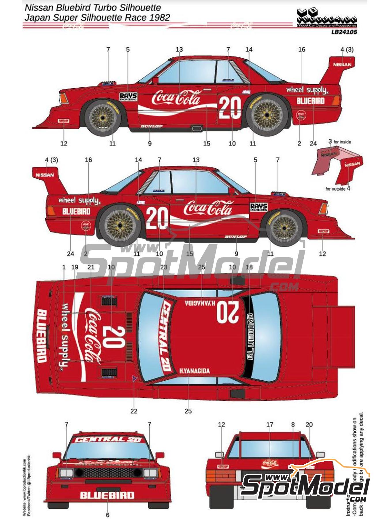 LB Production LB24105: Decoración escala 1/24 - Nissan Bluebird